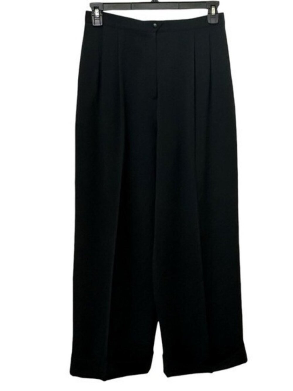 Vintage Mugler Womens Wide Leg Trousers Black High Waist Pleated Cuffed France